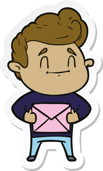 Bir insan tarafından çizilmiş mutlu bir çizgi film karakterinin çıkartması.