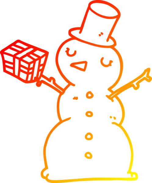 Bir insan tarafından çizilmiş bir kardan adamın sıcak çizgi çizimi