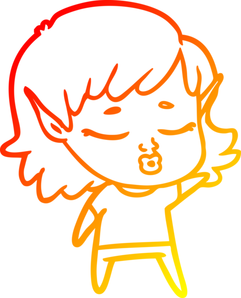 Bir insan tarafından çizilmiş güzel bir elf kızı çizimi.