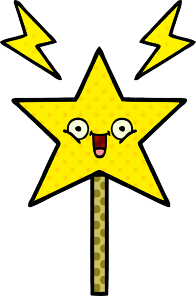 Bir insan tarafından çizilmiş sihirli değnek çizgi romanı.