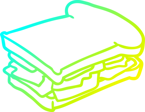 Bir insan tarafından çizilmiş jambonlu peynirli domatesli sandviçin soğuk gradyanı.