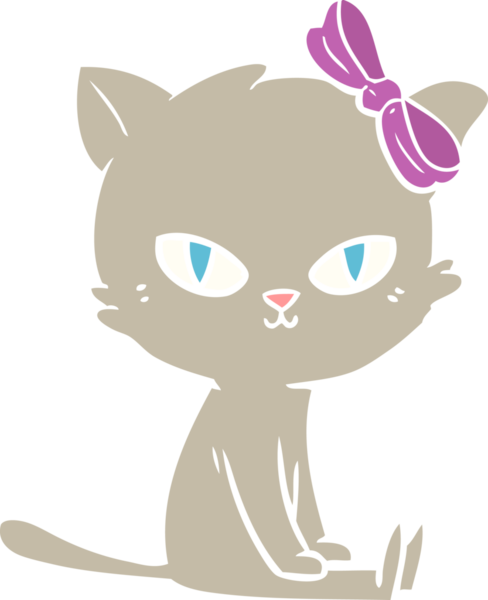 Sevimli düz renkli çizgi film kedisi bir insan tarafından çizilmiş.