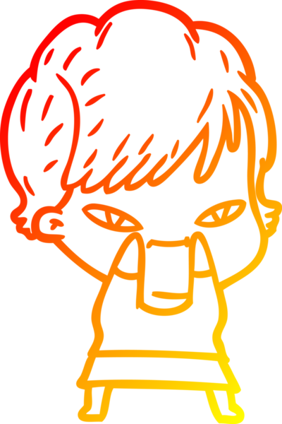 Bir insan tarafından çizilmiş mutlu bir kadının çizgi çizimi.