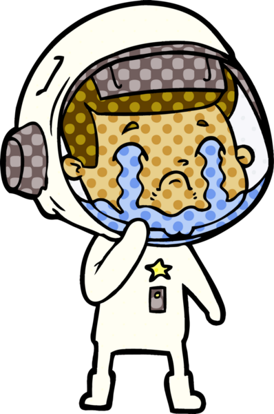 Bir insan tarafından çizilmiş ağlayan astronot çizgi filmi.