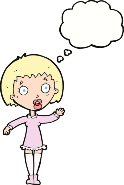Bir insan tarafından çizilmiş düşünce balonlu bir kadın.