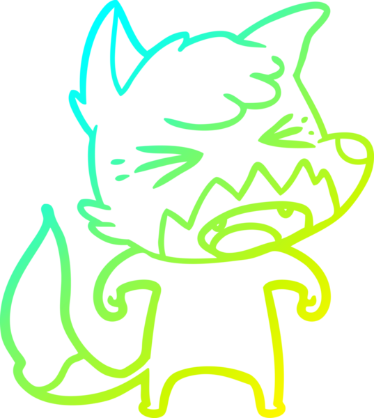 Bir insan tarafından çizilmiş kızgın bir tilkinin soğuk çizgi çizimi.