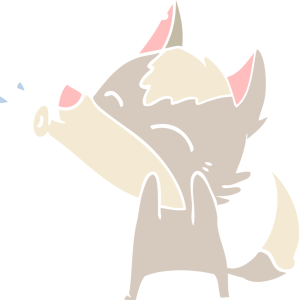 Uluyan Kurt düz renkli çizgi film bir insan tarafından çizildi.