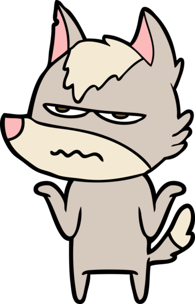 Bir insan tarafından çizilmiş rahatsız kurt çizgi filmi.