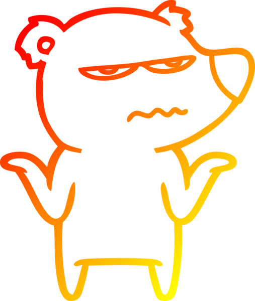 Bir insan tarafından çizilmiş kızgın ayı karikatürünün sıcak gradyan çizimi