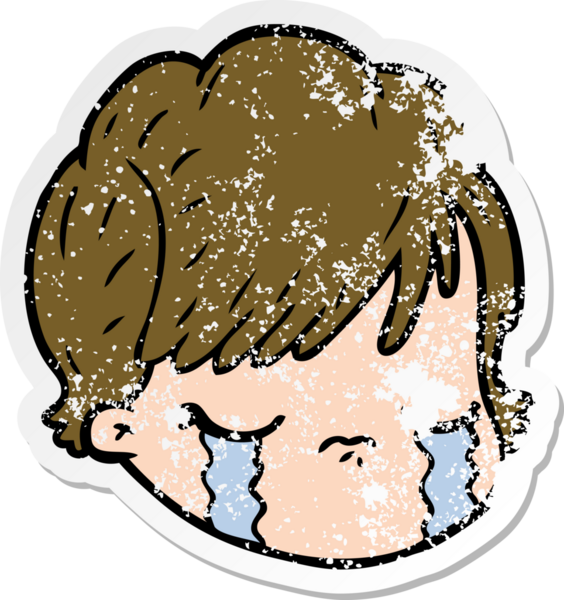 Bir insan tarafından çizilmiş, kederli bir kadın yüzü.