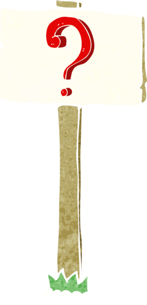 Bir insan tarafından çizilmiş soru işaretli çizgi film direği