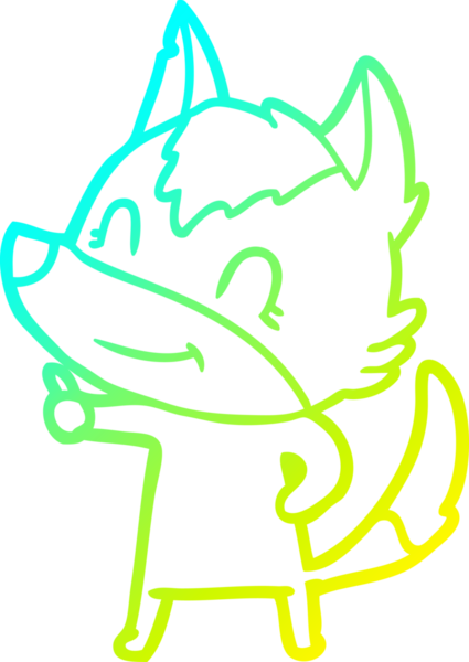 Bir insan tarafından çizilmiş dost canlısı bir kurt çizgi çizimi.