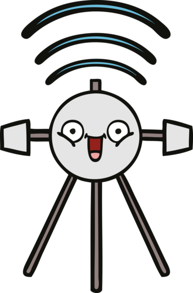 Bir insan tarafından çizilmiş sevimli bir uydu karikatürü.