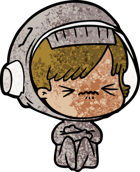 Bir insan tarafından çizilmiş astronot kadın.