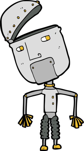 Bir insan tarafından çizilmiş komik robot.