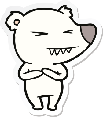 Bir insan tarafından çizilmiş kızgın bir kutup ayısının çıkartması.