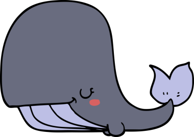 Bir insan tarafından çizilmiş çizgi film balinası