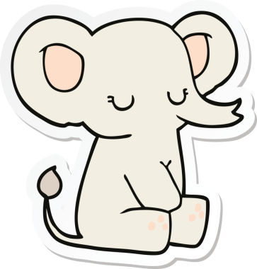 Bir insan tarafından çizilmiş bir filin çıkartması.