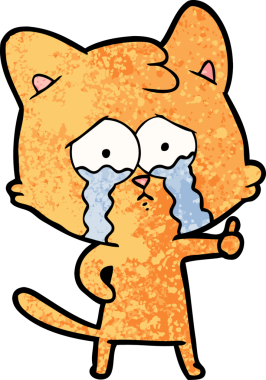 Bir insan tarafından çizilmiş çizgi film kedisi.