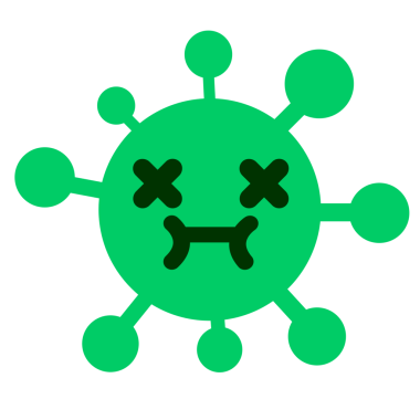 Bir insan tarafından çizilmiş sevimli ölü virüs.