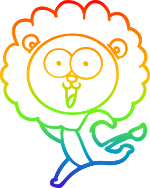 gökkuşağı gradyanı çizimi bir insan tarafından çizilmiş mutlu bir karikatür aslanı