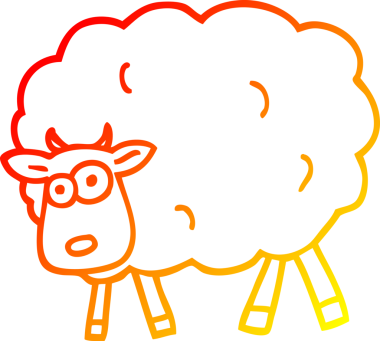 Bir insan tarafından çizilmiş bir koyunun sıcak çizgi çizimi