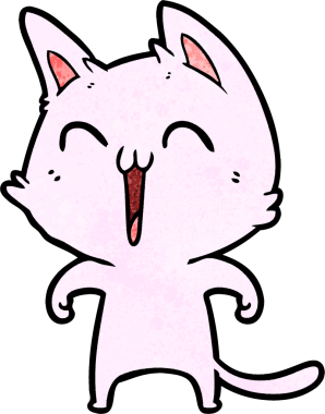 Mutlu çizgi film kedisi miyavlıyor bir insan tarafından