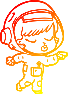 Bir insan tarafından çizilmiş güzel astronot bir kızın sıcak çizgi çizimi.