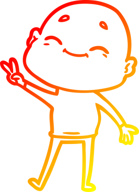 Bir insan tarafından çizilmiş mutlu, kel bir adamın sıcak çizgi çizimi.