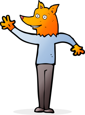 Bir insan tarafından çizilmiş tilki adam.