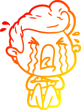 Bir insan tarafından çizilmiş, ağlayan bir çizgi film karakteri.