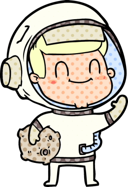 Bir insan tarafından çizilmiş mutlu astronot.