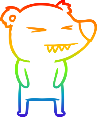 Kızgın bir kutup ayısının çizdiği gökkuşağı gradyan çizgi insan tarafından çizilmiş.