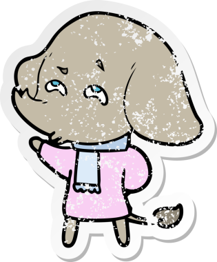 Bir insan tarafından çizilmiş karikatür filinin sıkıntılı çıkartması