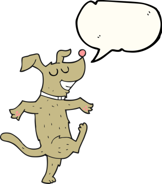 Bir insan tarafından çizilmiş serbest konuşma balonu çizgi film köpeği.