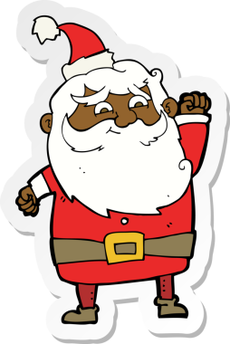 Bir insan tarafından çizilmiş Noel Baba çizgi filminin çıkartması.