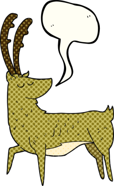 El yazısıyla çizilmiş çizgi roman konuşma balonu bir insan tarafından çizilmiş erkeksi geyik.