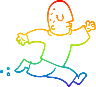 Gökkuşağı gradyan çizgi çizimi bir insan tarafından çizilen bir karikatür adam