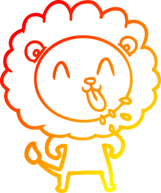 Bir insan tarafından çizilmiş mutlu çizgi film aslanının sıcak çizgi çizimi