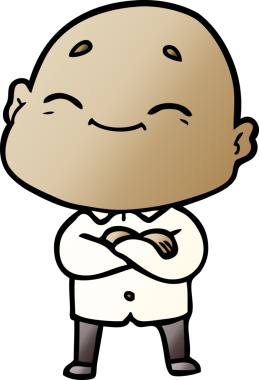 Bir insan tarafından çizilmiş mutlu kel adam çizgi filmi.