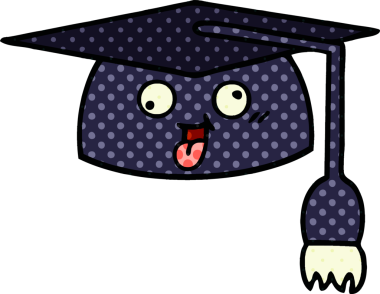 Bir insanın çizdiği mezuniyet şapkasının çizgi filmi.