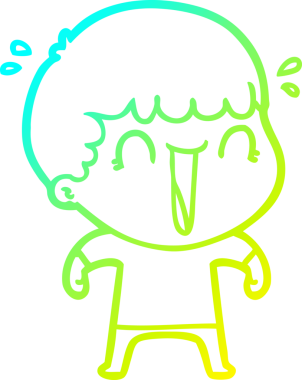 Bir insan tarafından çizilmiş gülen bir çizgi film karakterinin soğuk gradyan çizgisi.