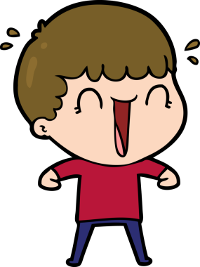 Bir insan tarafından çizilmiş gülen karikatür adam.