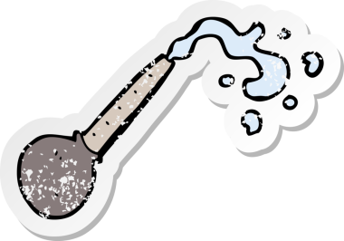 Bir insan tarafından çizilmiş karikatür pipetinin gerilimli retro etiketi