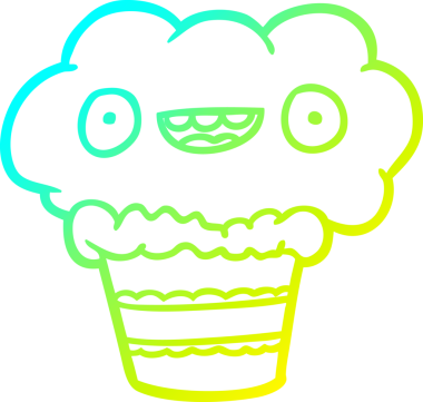 Bir insanın çizdiği komik bir kekin soğuk gradyan çizgisi.