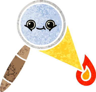 Bir insan tarafından çizilmiş bir büyüteçin retro çizim tarzı karikatürü