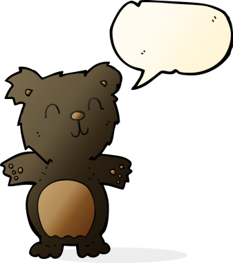 Bir insan tarafından çizilmiş tatlı siyah ayı yavrusu.