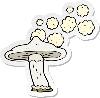 Bir insan tarafından çizilmiş karikatür mantarı çıkartması.