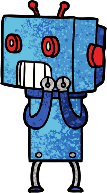 Bir insan tarafından çizilmiş çizgi film robotu