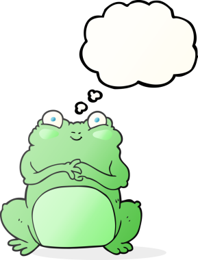 Bir insan tarafından çizilmiş serbest çizim balon karikatür komik kurbağa